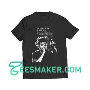 J Cole Quotes Being Myself T-Shirt American Rapper Size S - 3XL
