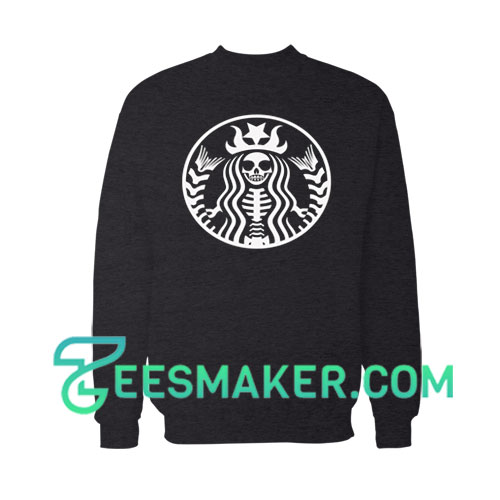 Skeleton Coffee Lover Sweatshirt Halloween Day Size S - 3XL