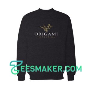 Origami-Paper-Bird-Sweatshirt-Black