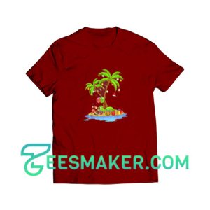 Palm-Tree-Tropical-T-Shirt-Maroon