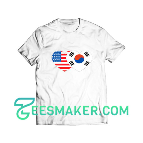 Patriotik-Amerika-Korea-T-Shirt-White